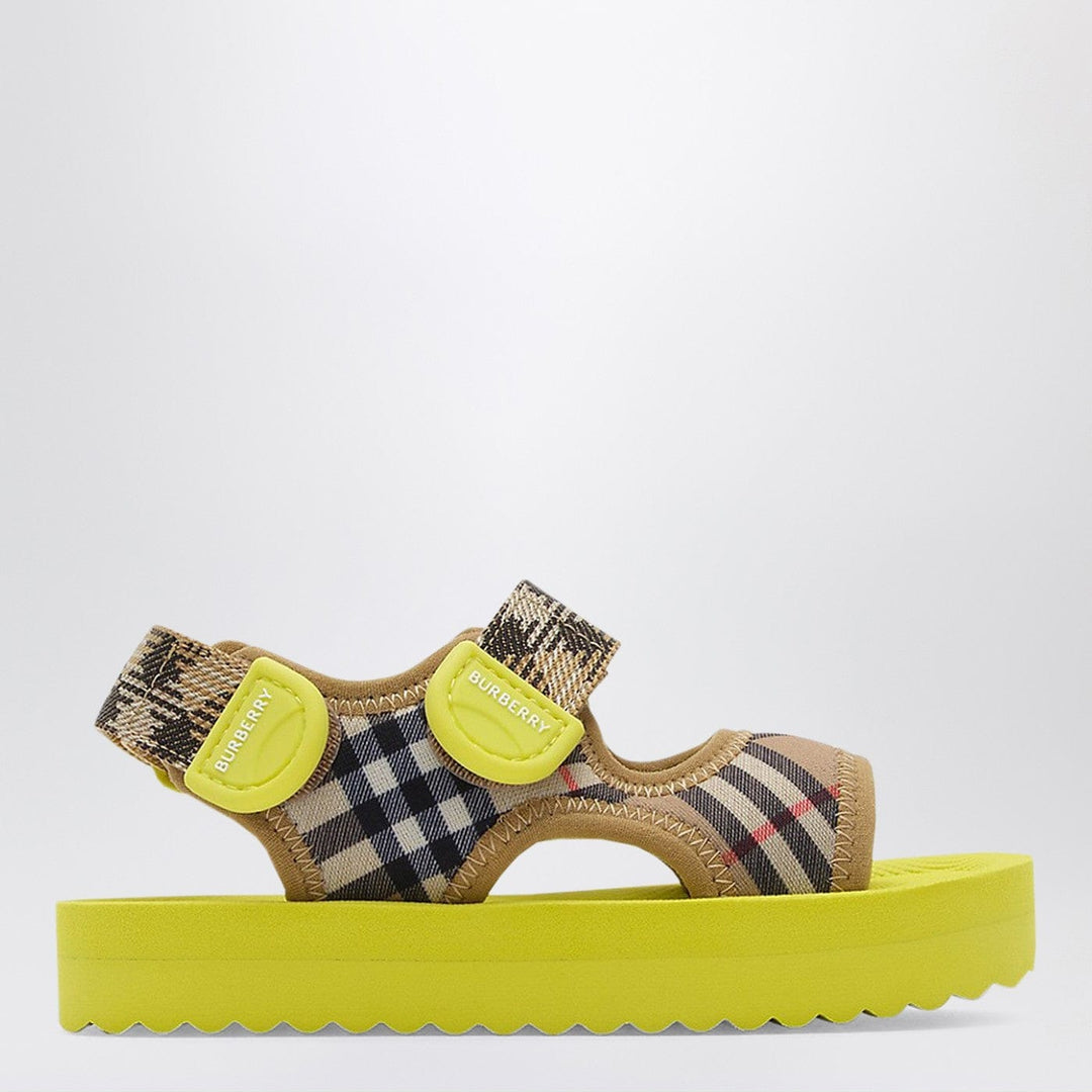 Shoes Burberry - Sand beige/green Check-pattern sandals Brand