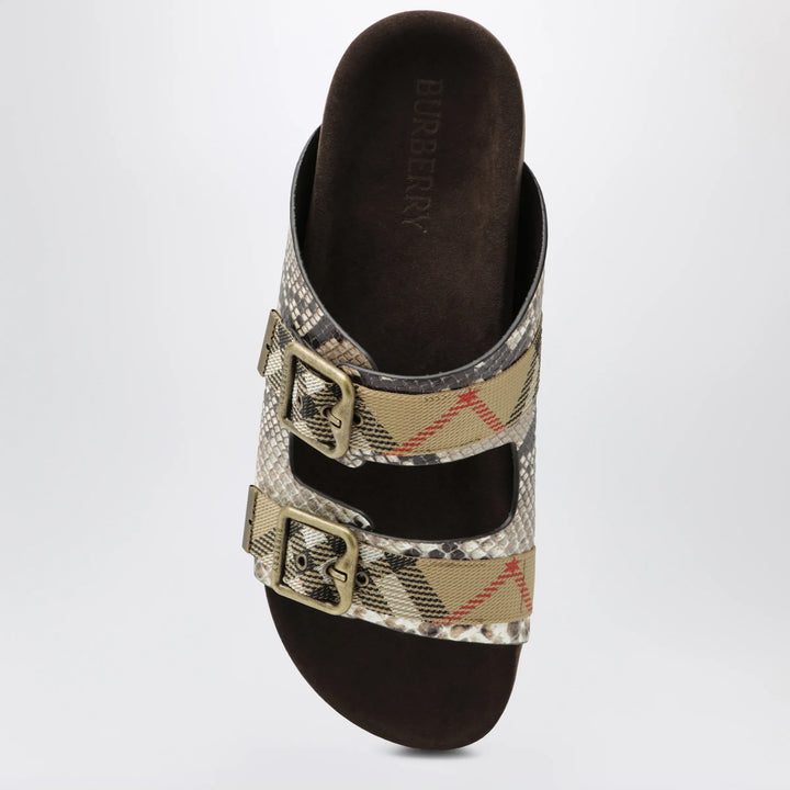 Burberry - Urchin sandals in leather with python print Brand Shoes