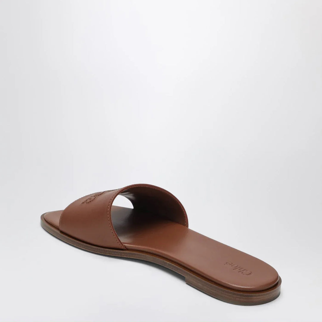Chloé - Soleil mules in Ginger Brown leather Brand Shoes