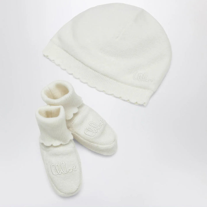 Chloé - White hat and booties set Brand Shoes 6