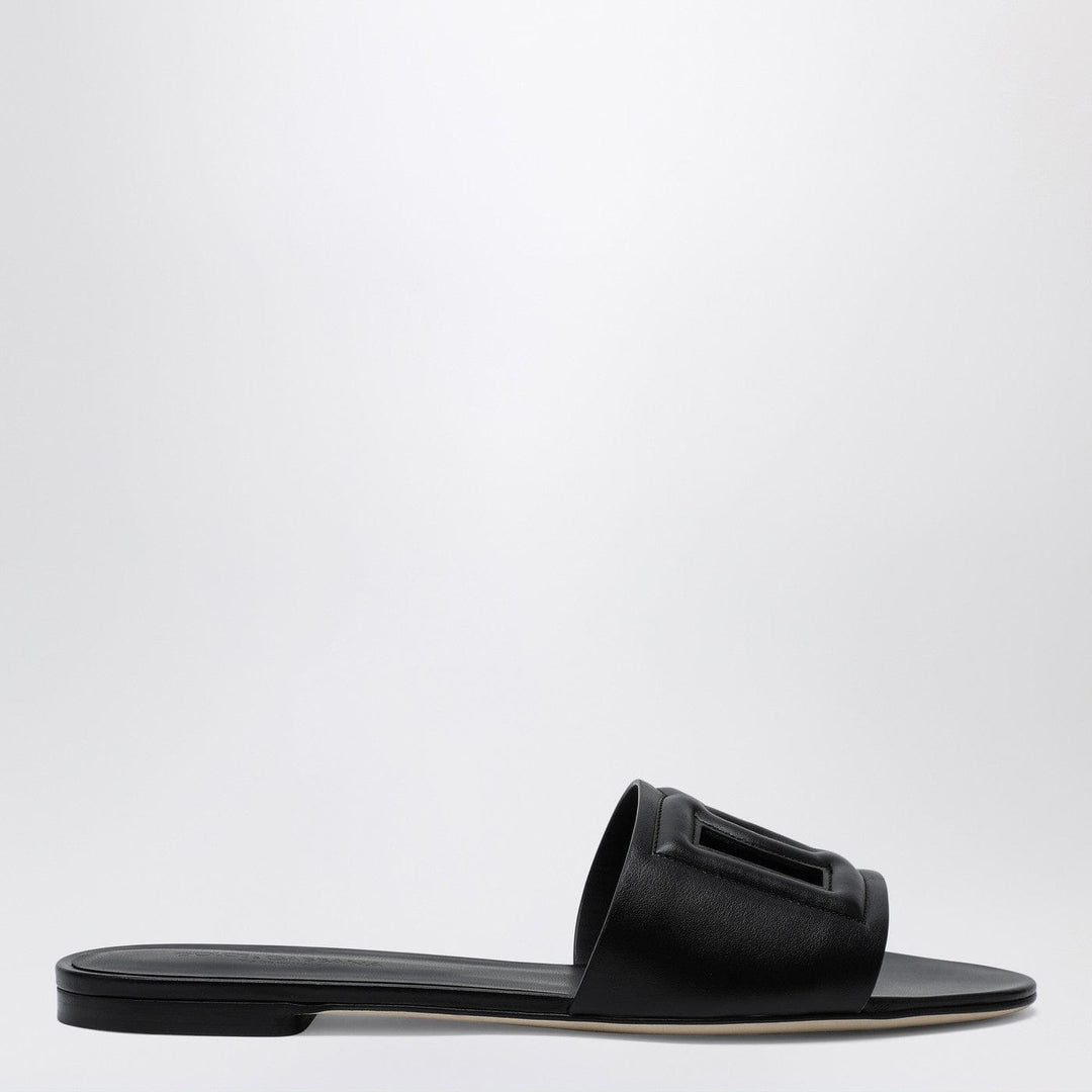 Shoes Dolce&amp;Gabbana - Black leather slides with DG logo Brand