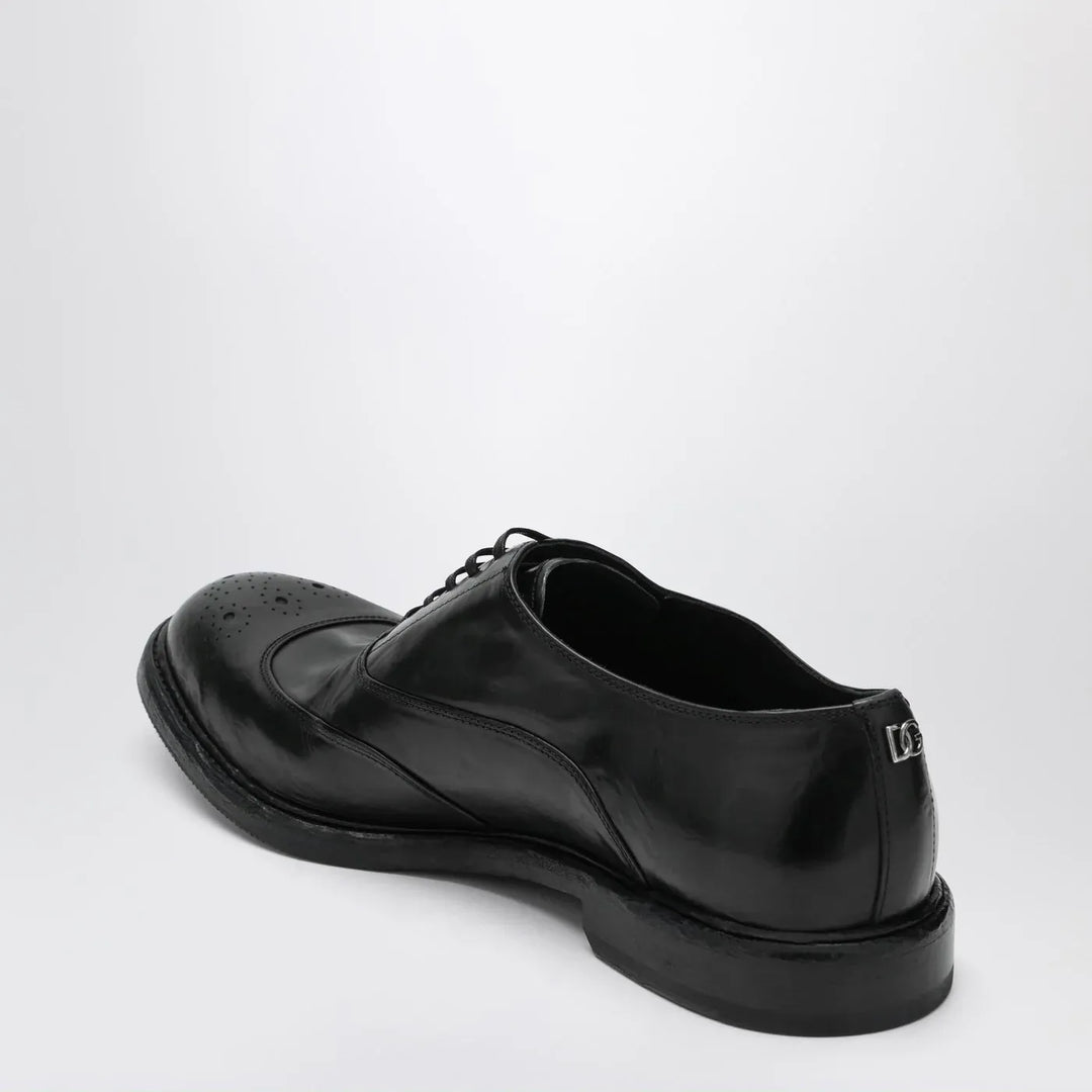 Dolce&amp;Gabbana - Washed black calfskin lace-up shoe Brand Shoes