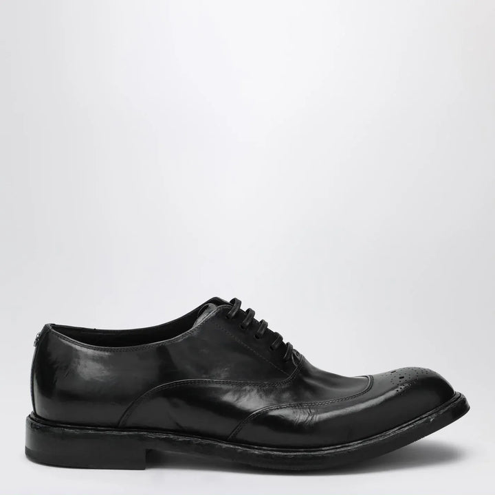 Dolce&amp;Gabbana - Washed black calfskin lace-up shoe Brand Shoes 40 IT