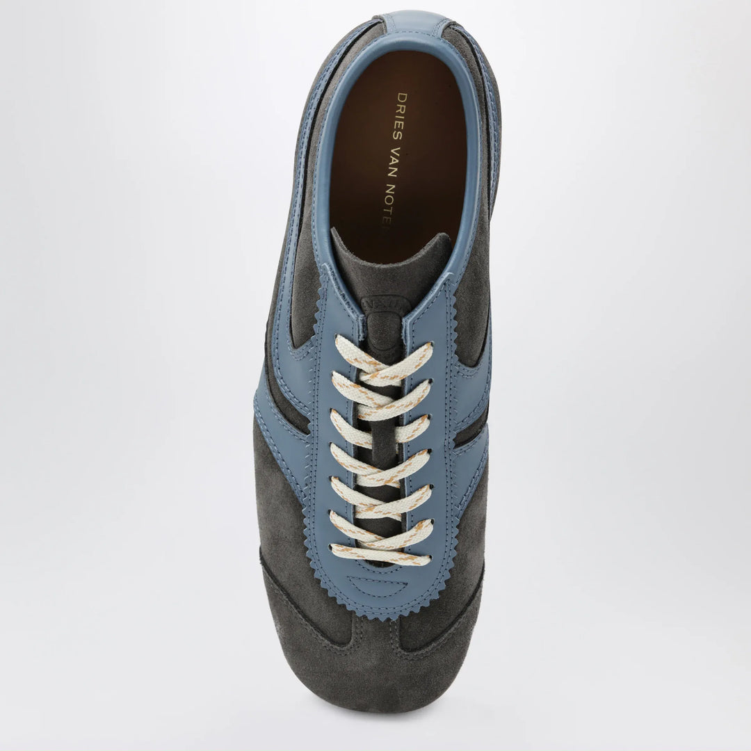 Dries Van Noten - Steel grey leather and suede Sneakers Brand Shoes