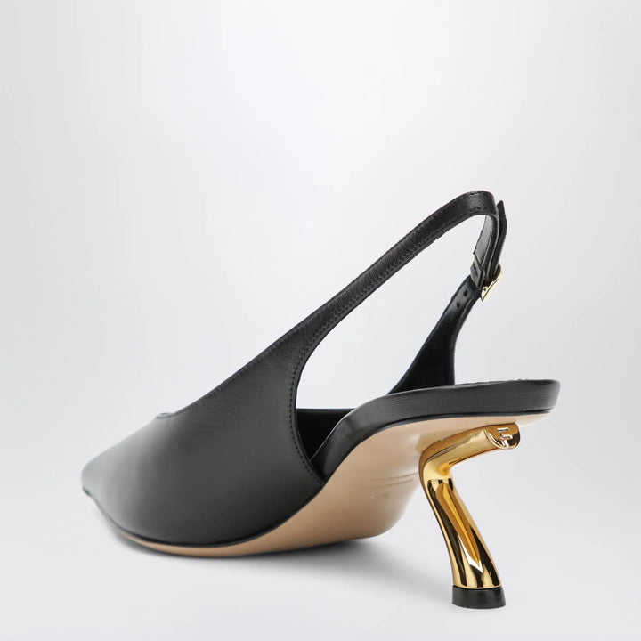 Ferragamo - Black slingback with sculptural S heel Brand Shoes