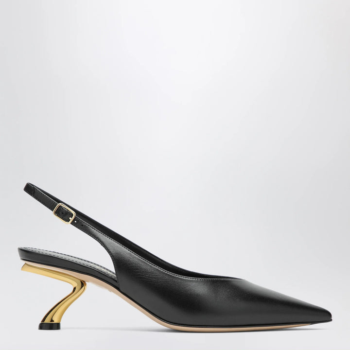 Ferragamo - Black slingback with sculptural S heel Brand Shoes 5,5 US