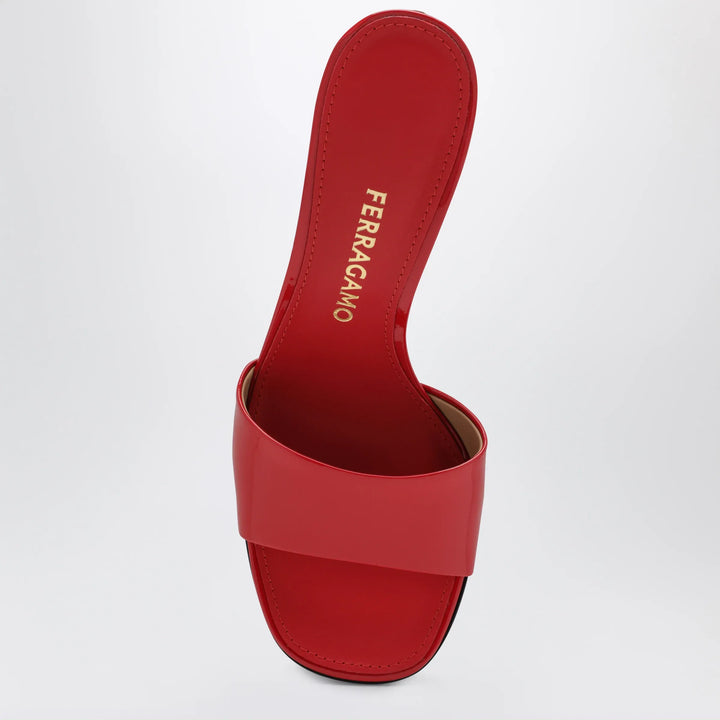 Ferragamo - Fire red patent leather heeled slides Brand Shoes