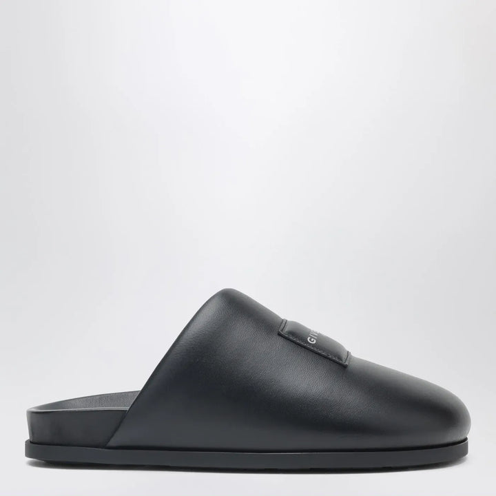 Givenchy - Label flat mules in black nappa leather Brand Shoes 36 IT