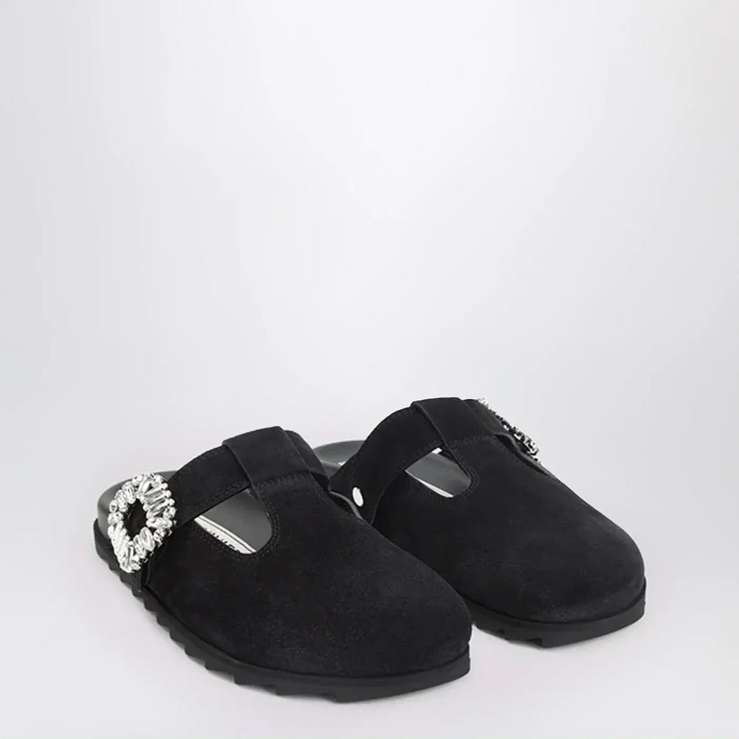 ROGER VIVIER - Black suede Mule Slidy Viv&