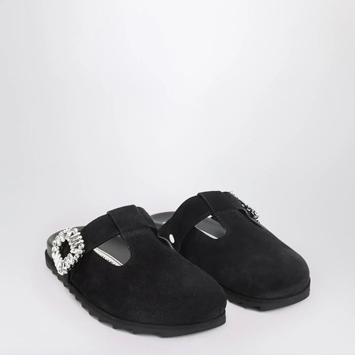ROGER VIVIER - Black suede Mule Slidy Viv&