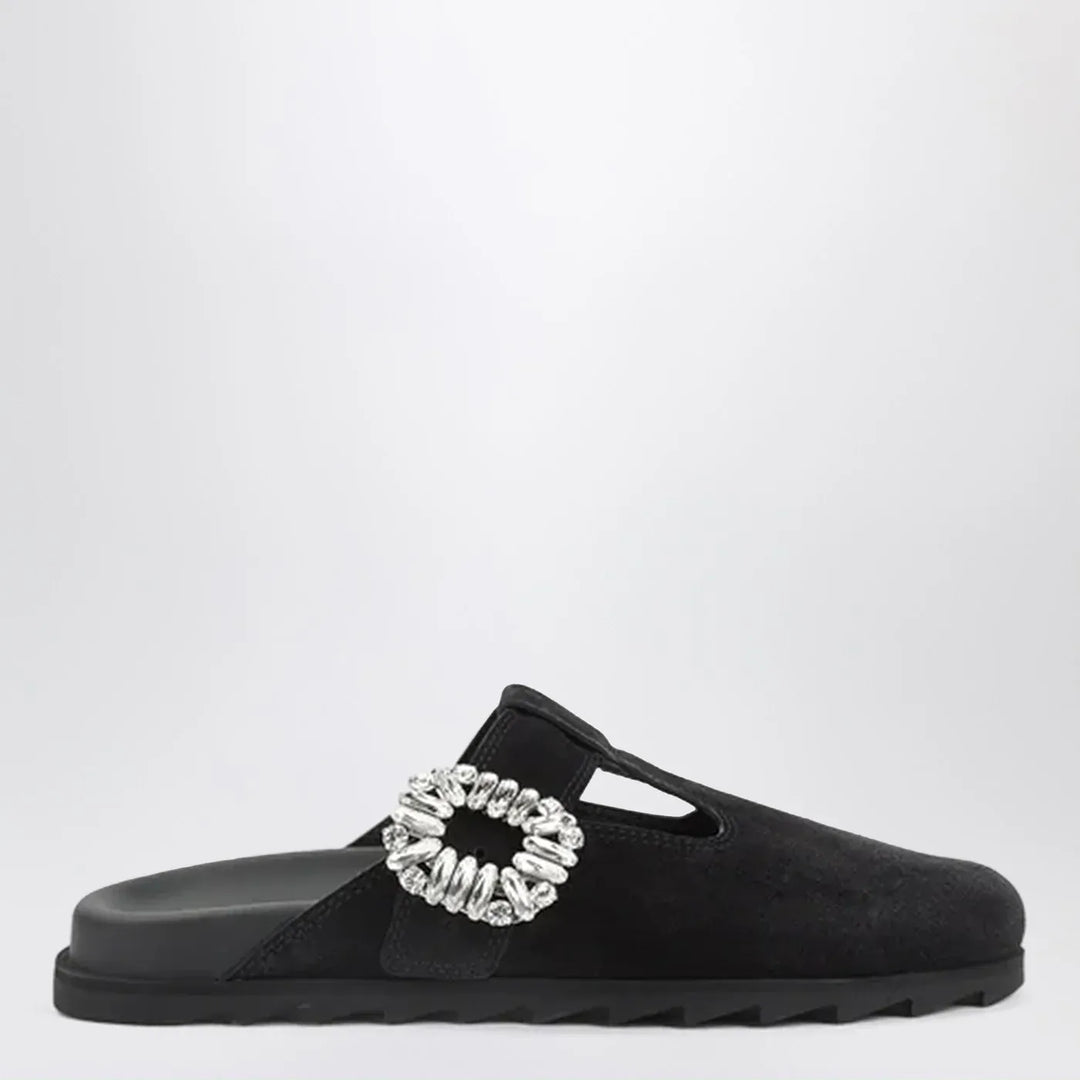 ROGER VIVIER - Black suede Mule Slidy Viv&
