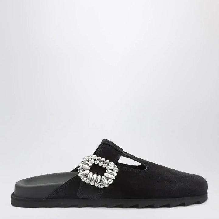 ROGER VIVIER - Black suede Mule Slidy Viv&