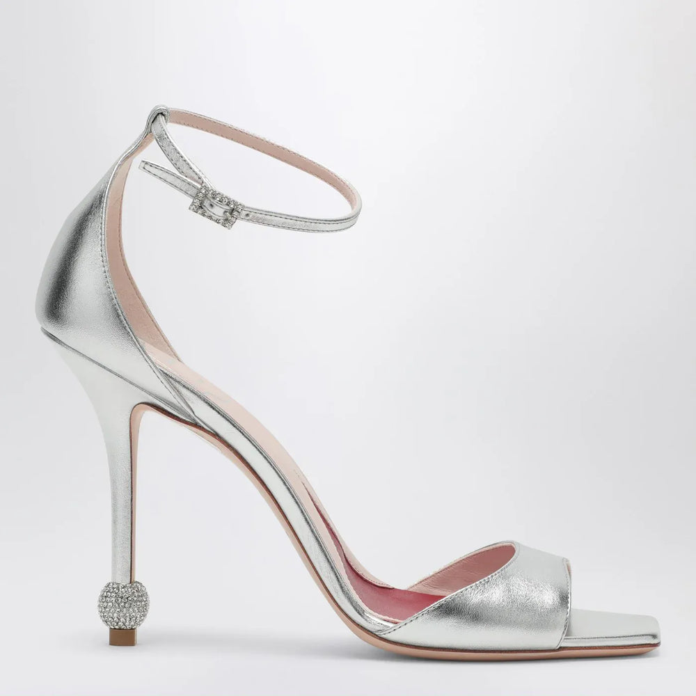 ROGER VIVIER - Silver sandal with jewelled heel Brand Shoes 38 IT