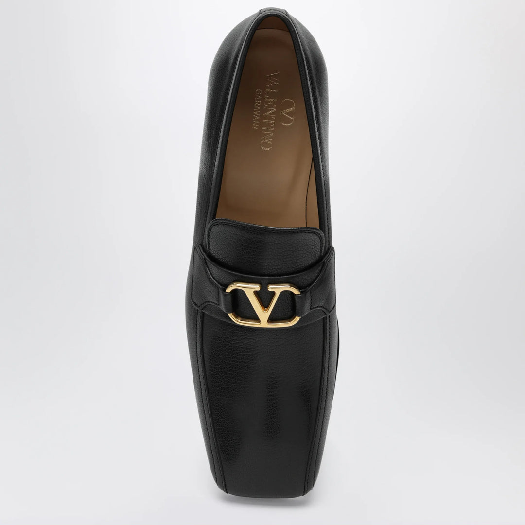 Valentino Garavani - Black Vlogo Signature goatskin loafers Brand Shoes