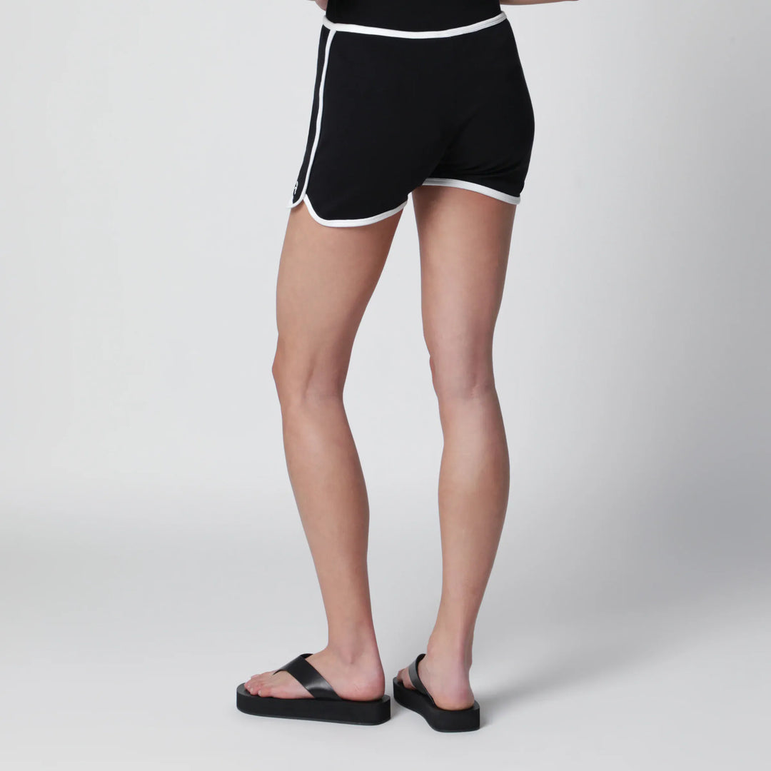 Courrèges - Contrast mini jersey shorts in black cotton Brand Shorts