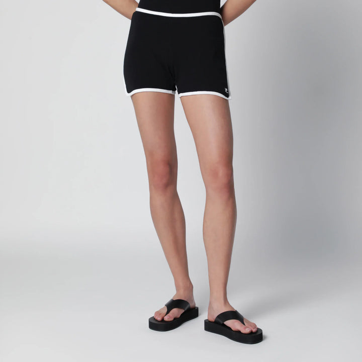 Courrèges - Contrast mini jersey shorts in black cotton Brand Shorts XS