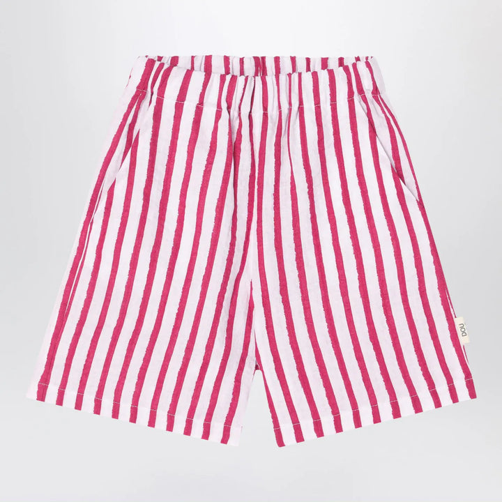 Douuod - White/red striped Bermuda shorts in linen Brand Shorts 10