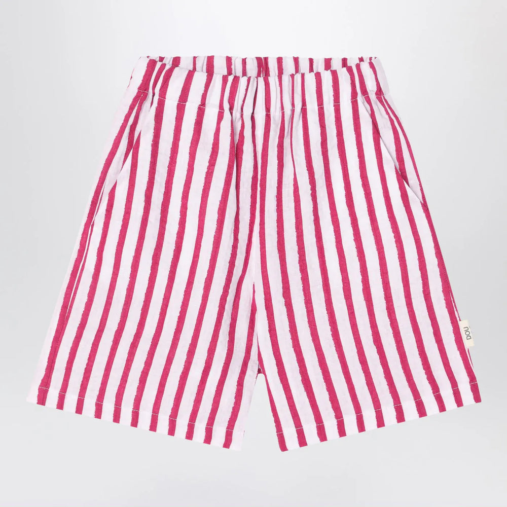 Douuod - White/red striped Bermuda shorts in linen Brand Shorts 6