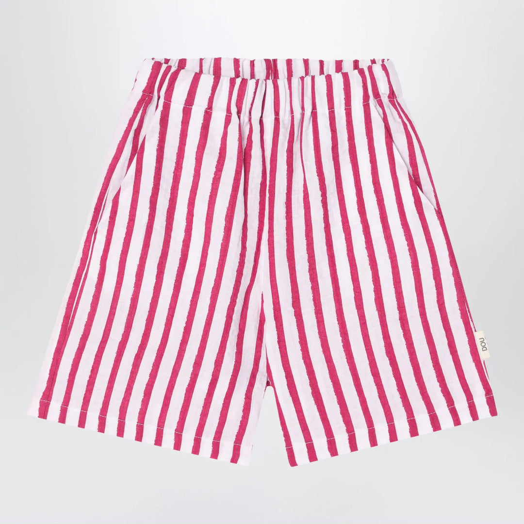Douuod - White/red striped Bermuda shorts in linen Brand Shorts 6