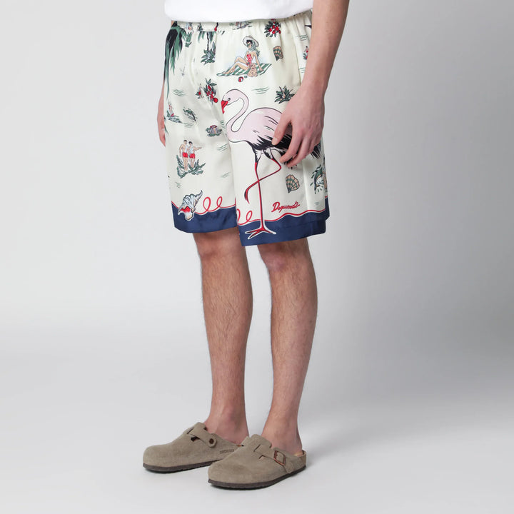 Dsquared2 - Bermuda shorts with tropical print in silk Brand Shorts