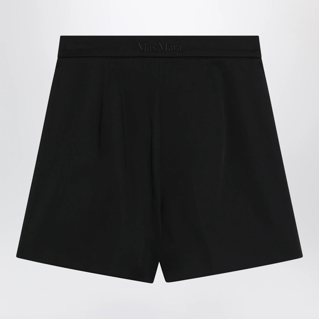 Max Mara - Black stretch cotton satin shorts Brand Shorts