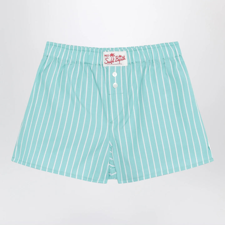 MC2 Saint Barth - Aqua green striped cotton Shorts Brand Shorts 4Y