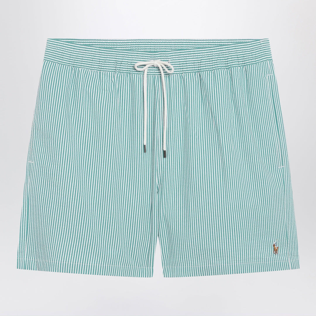 Shorts Polo Ralph Lauren - Traveler striped white/green seersucker swim shorts Brand