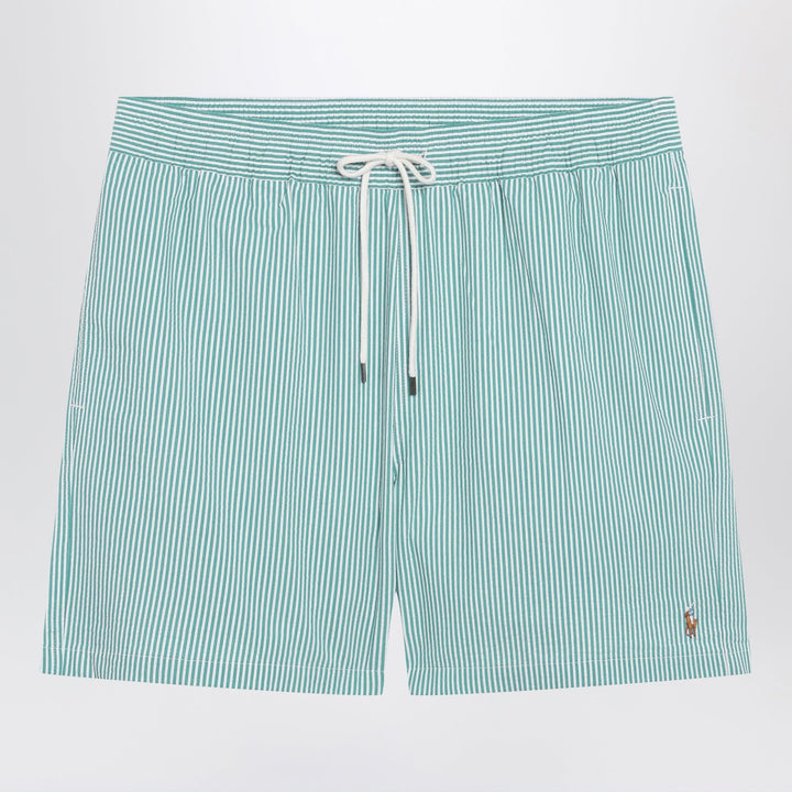 Shorts Polo Ralph Lauren - Traveler striped white/green seersucker swim shorts Brand
