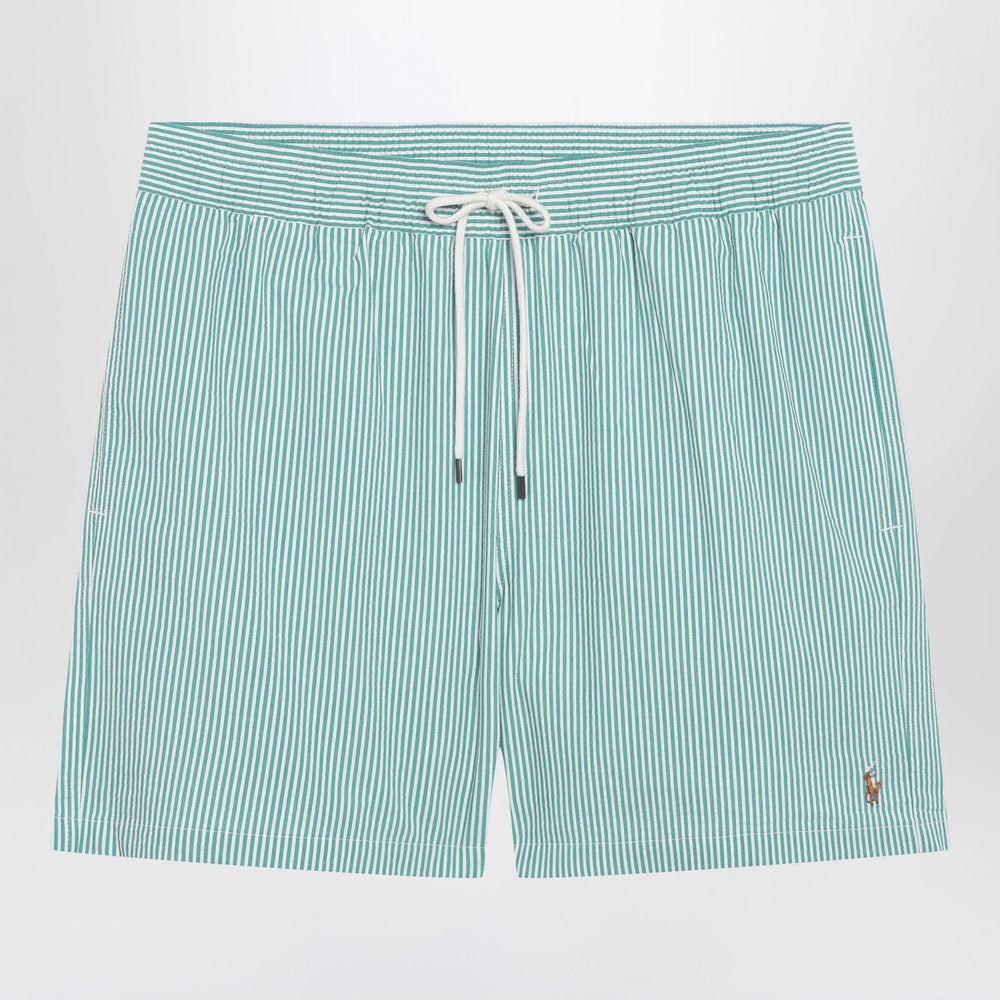 Polo Ralph Lauren - Traveler striped white/green seersucker swim shorts Brand Shorts S