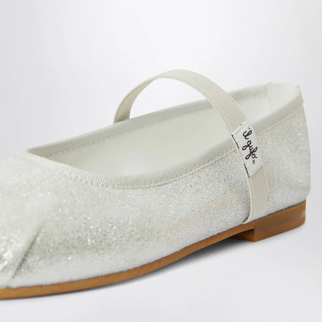 Silver ballet flats with elastic strap Brand 36