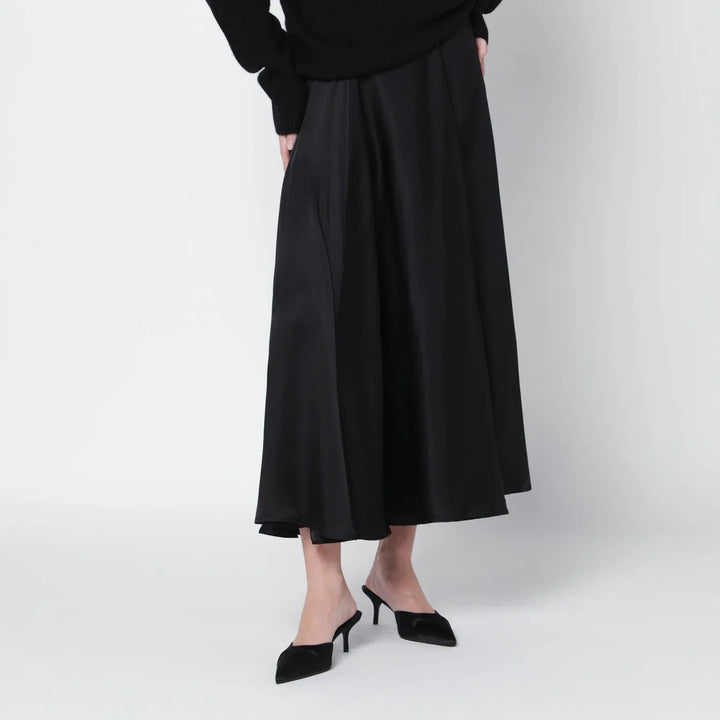ANINE BING - Black Christina silk-blend midi skirt Brand Skirts