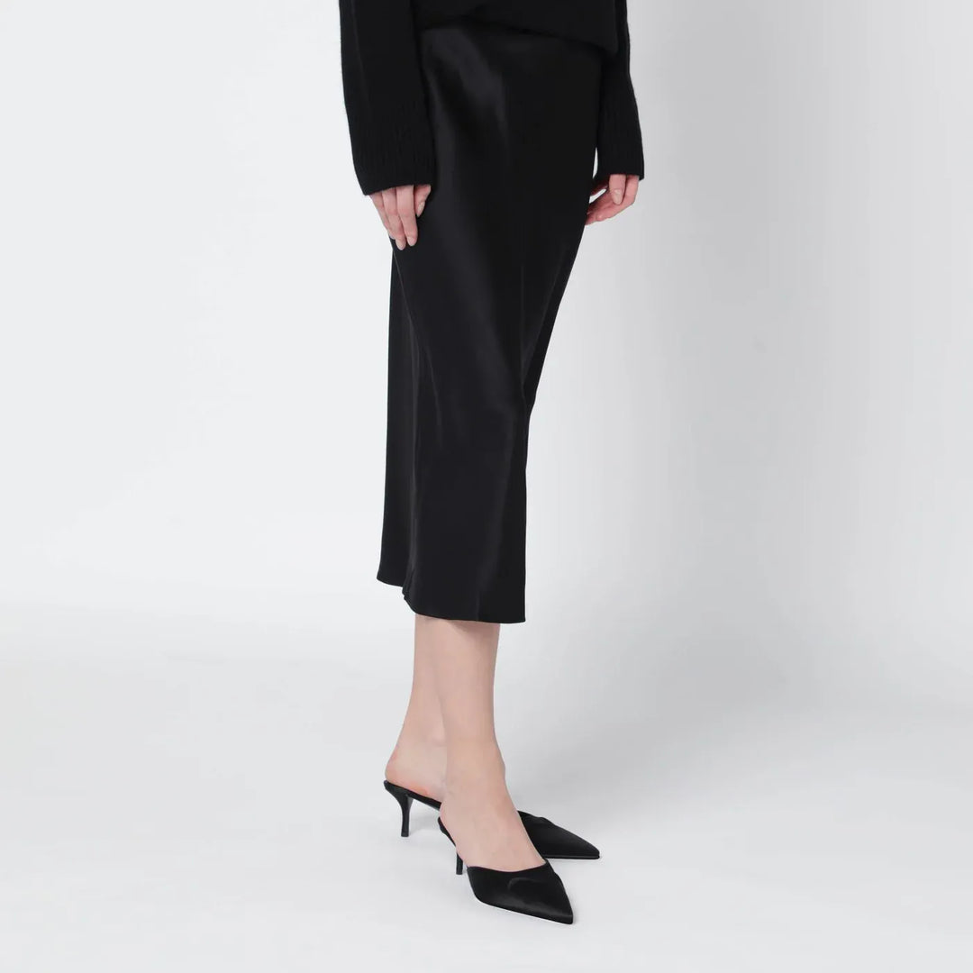 ANINE BING - Black silk Bar midi skirt Brand Skirts