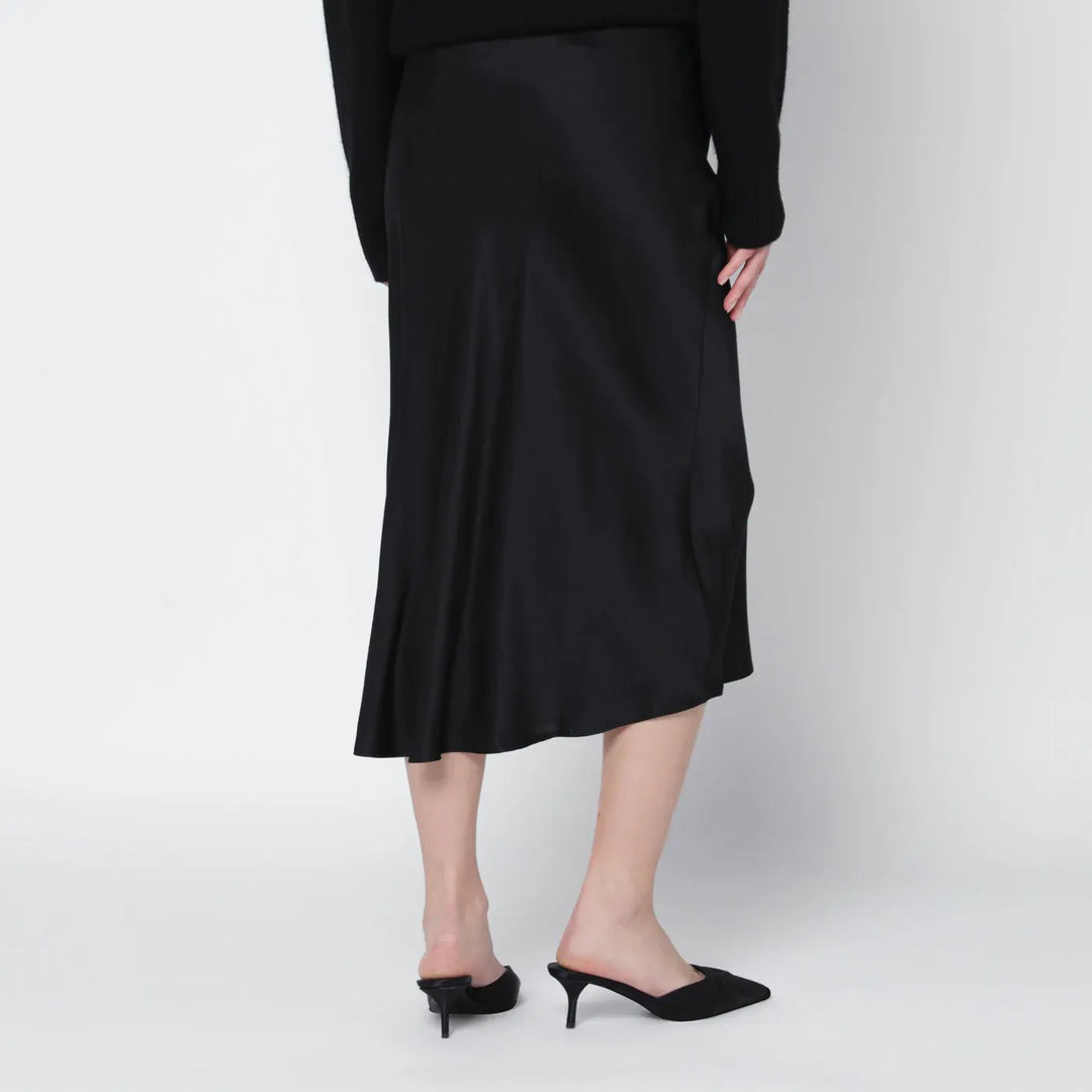 ANINE BING - Black silk Bar midi skirt Brand Skirts