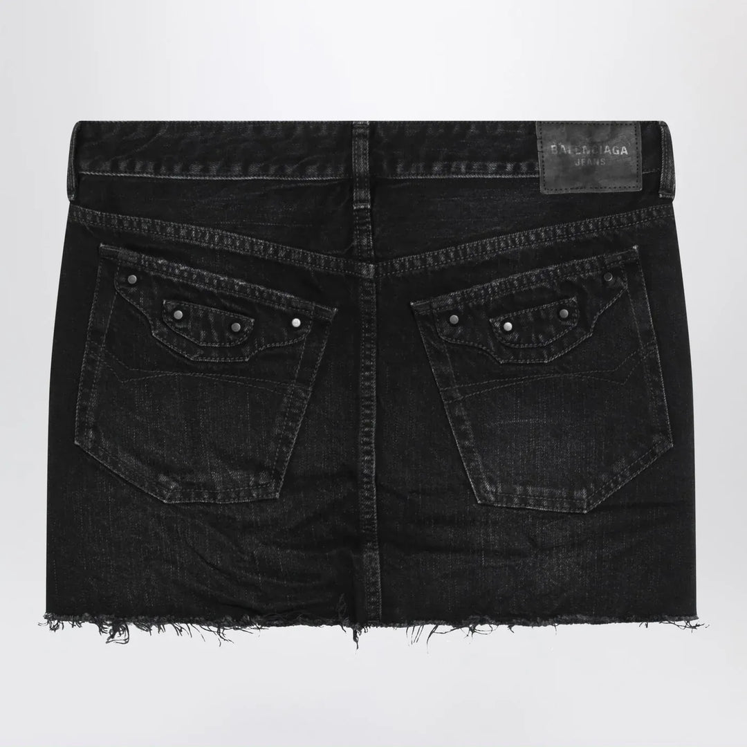 Balenciaga - Washed black City mini denim skirt Brand Skirts