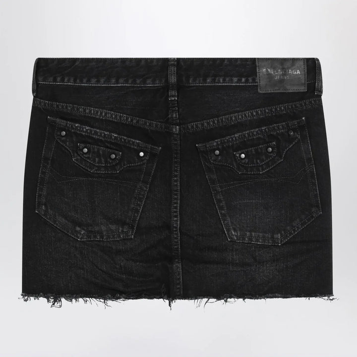 Balenciaga - Washed black City mini denim skirt Brand Skirts
