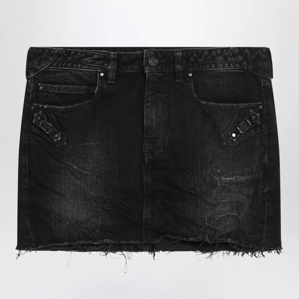 Balenciaga - Washed black City mini denim skirt Brand Skirts 34  FR