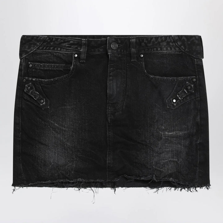 Balenciaga - Washed black City mini denim skirt Brand Skirts 34  FR