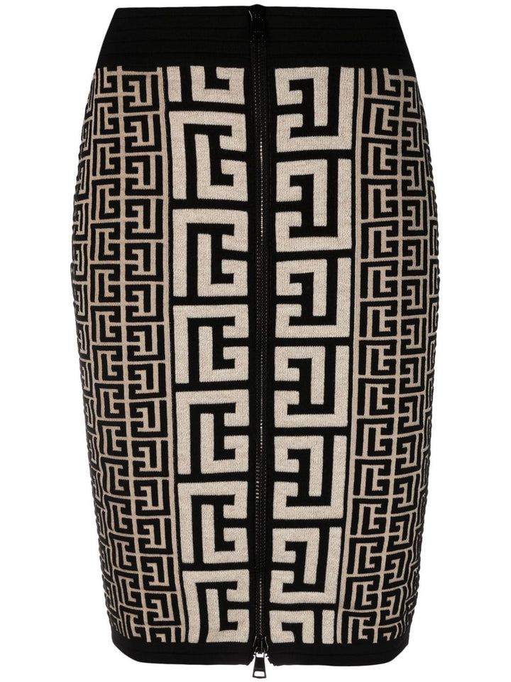 Balmain Skirts 40 Balmain Intarsia Knit Skirt Balmain Monogram Knit Midi Skirt Brand