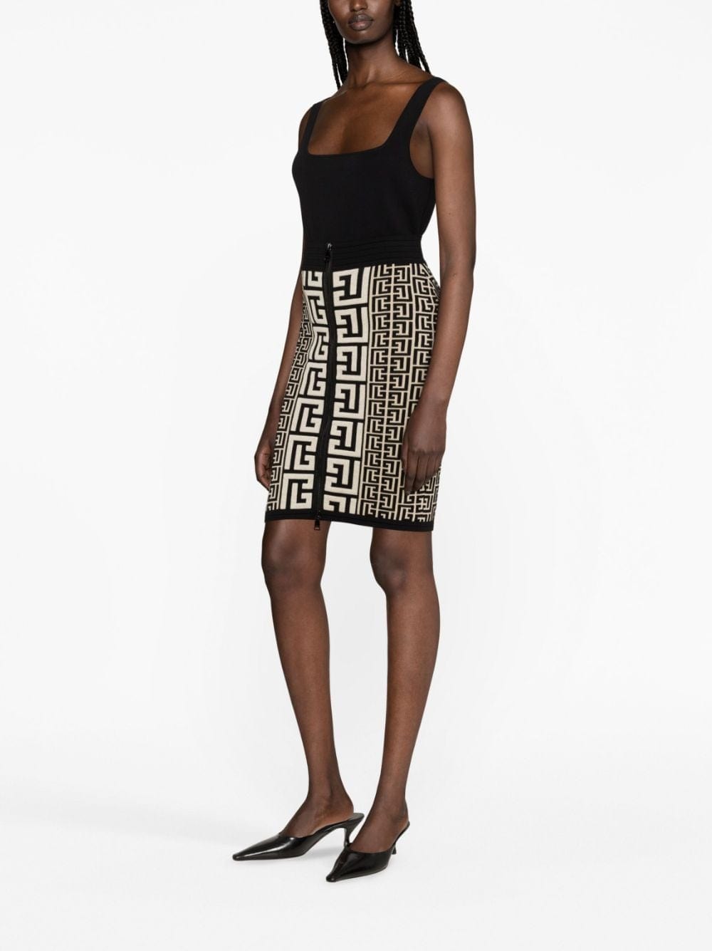 Balmain Skirts 40 Balmain Intarsia Knit Skirt Balmain Monogram Knit Midi Skirt Brand
