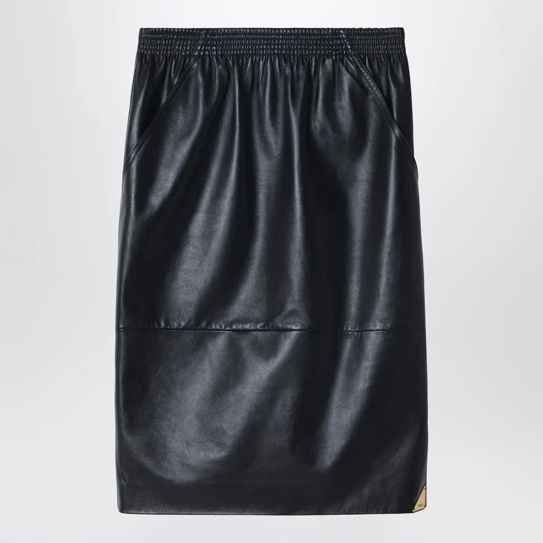 Chloé - Black pencil skirt in plongé nappa leather Brand Skirts