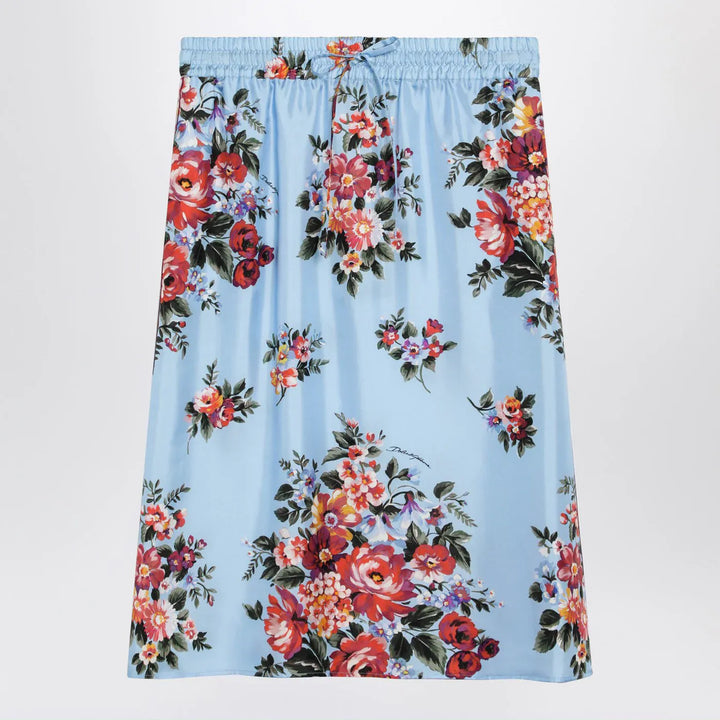 Dolce&amp;Gabbana - Silk twill skirt with floral print Brand Skirts 44  IT