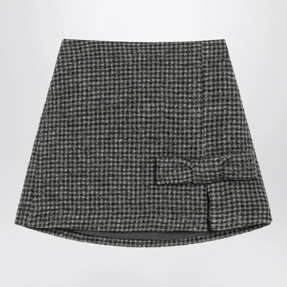 Douuod - Ebony/beige checked wool Nicaragua skirt Brand Skirts 2