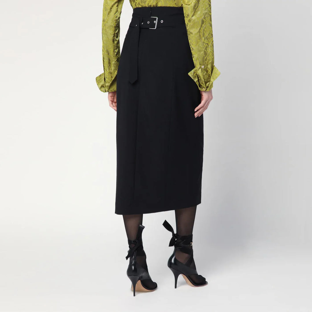 Dries Van Noten - Black wool and mohair midi skirt Brand Skirts 38  FR