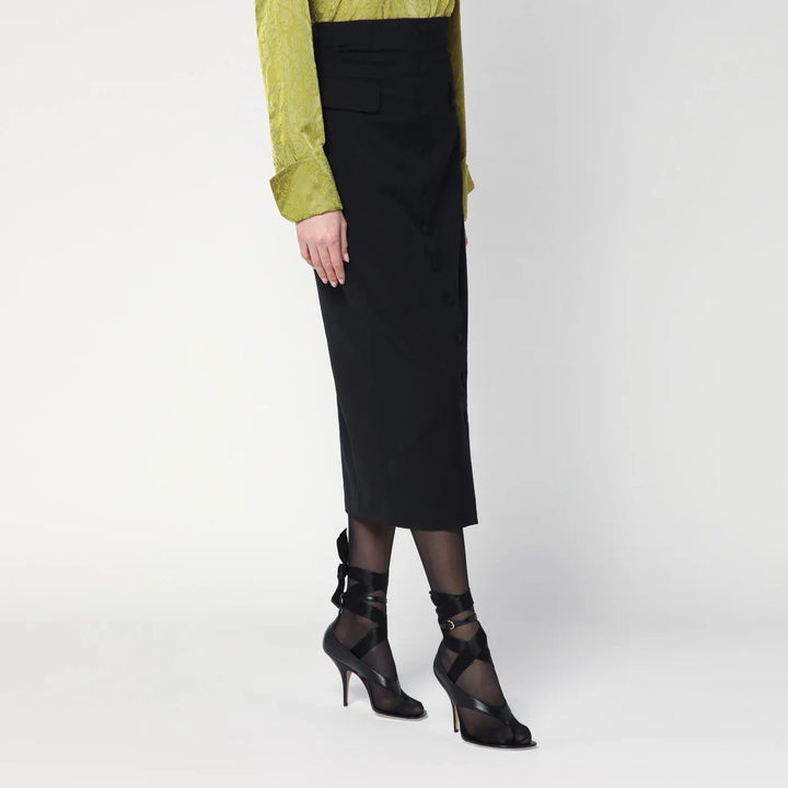 Dries Van Noten - Black wool and mohair midi skirt Brand Skirts 38  FR