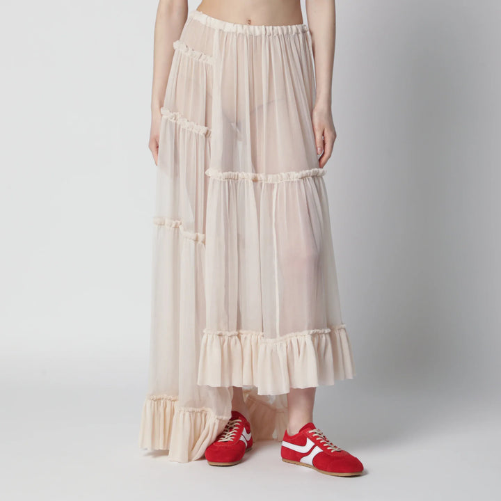 Dries Van Noten - Écru semi-sheer silk skirt Brand Skirts 38  FR
