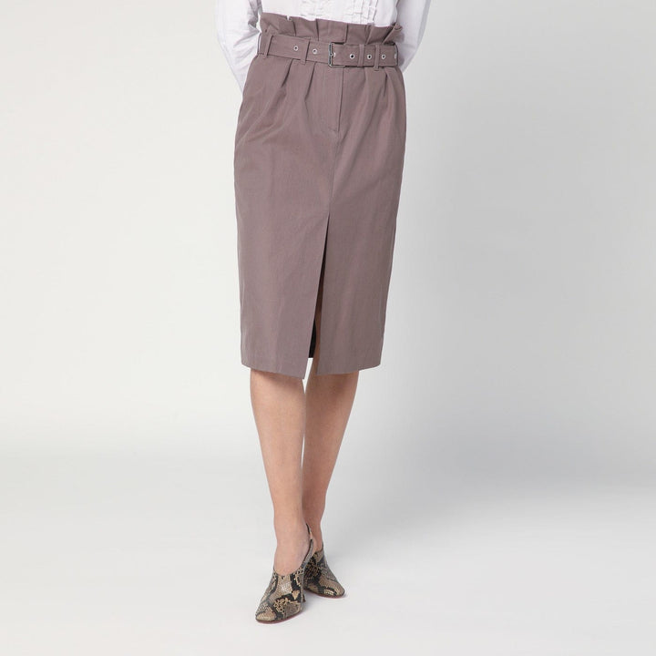 Skirts Dries Van Noten - Taupe skirt in cotton with belt Brand