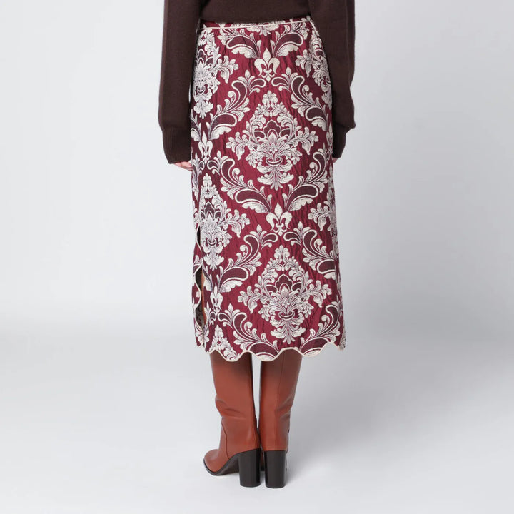 FARM Rio - Bordeaux jacquard midi skirt Brand Skirts L