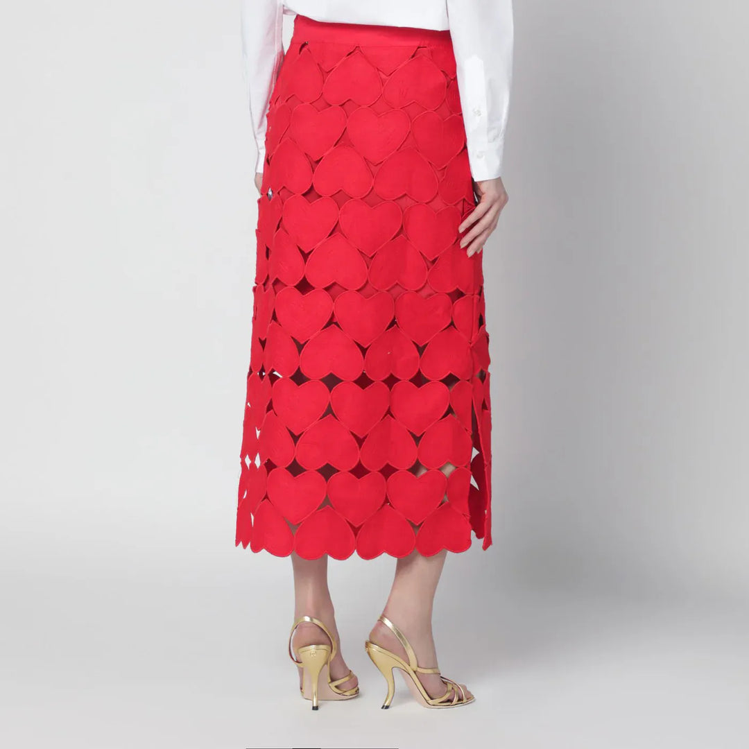 FARM Rio - Red linen Hearts skirt Brand Skirts