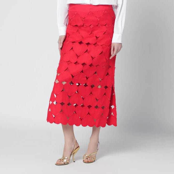 FARM Rio - Red linen Hearts skirt Brand Skirts XS