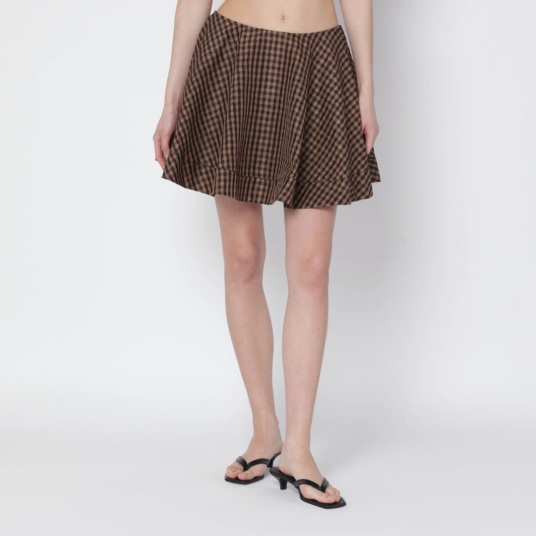 Skirts GANNI - Brown/black gingham flared mini skirt Brand
